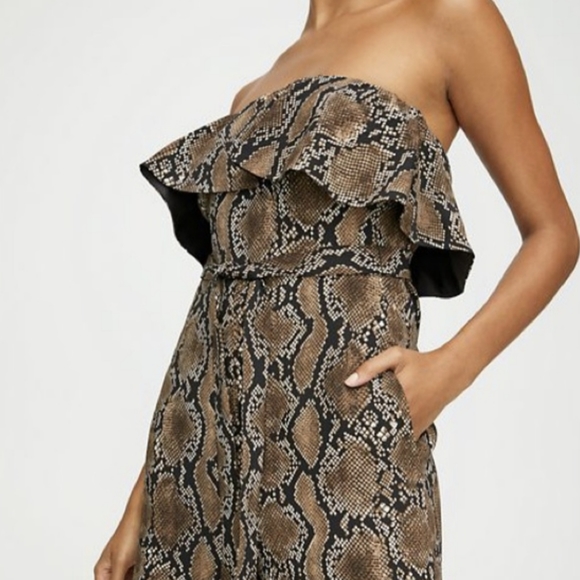 Babaton Python Snake Print Ruffle Flutter Jumpsuit - Picture 3 of 7